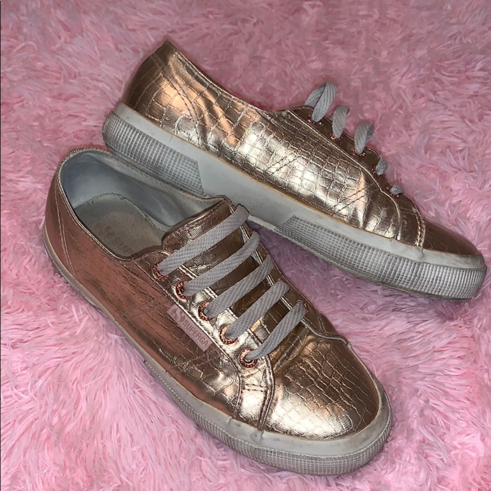 Rose gold textured Superga sneakers